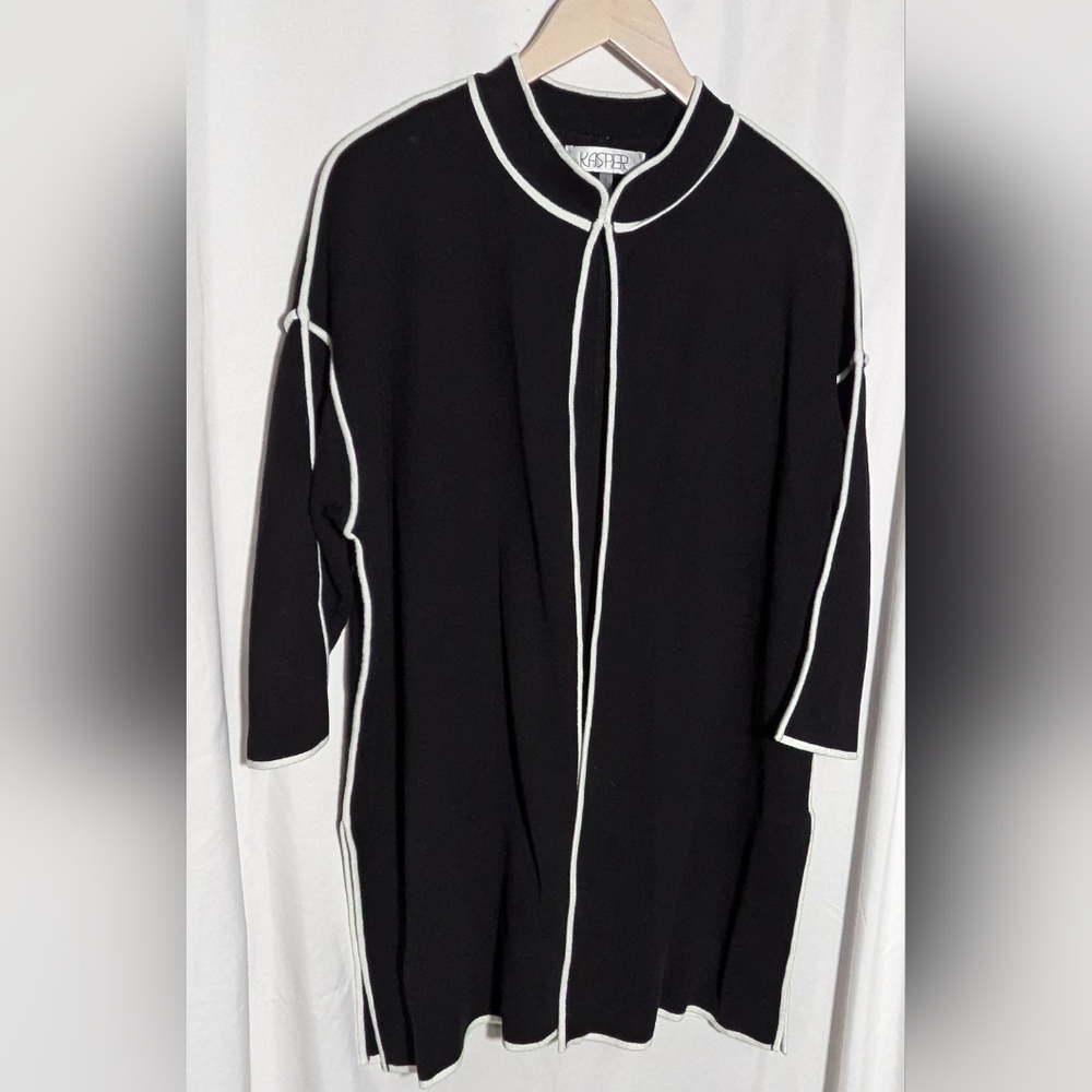 Kasper‎ Women’s Black and White Cardigan Duster/Sweater | Sz XL - Picture 3 of 9